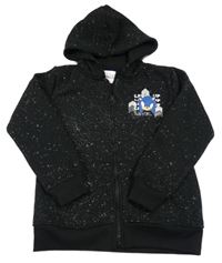 Černo-šedá vzorovaná propínací mikina se Sonicem a kapucí 