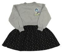 Šedo-černé teplákovo/lehké šaty s potiskem 