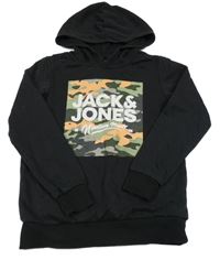 Černá mikina s logem a kapucí Jack&Jones