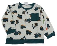 Nové - Šedo-tmavozelená mikina s auty Mini Threads