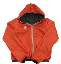 Červená šusťáková oboustranná jarní bunda s kapucí