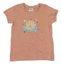 Starorůžové tričko s medvídkem Alive