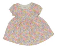 Bílé bavlněné šaty s kytičkami M&S