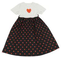 Bílo-černé šaty se srdíčky 