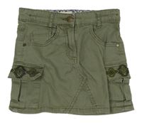 Khaki riflová cargo sukně s výšivkou M&S