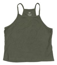 Khaki žebrovaný crop top H&M
