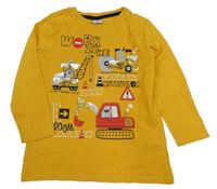 Okrové triko s auty a flitry Kiki&Koko