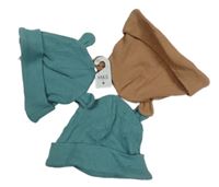 Nové - 3x - 2x mátová +1x béžová žebrovaná čepice M&S