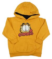 Okrová mikina s Garfieldem s kapucí 