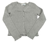 Šedý melírovaný žebrovaný propínací crop svetr PRIMARK