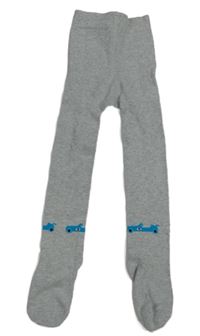 Šedé melírované punčocháče se závodními auty Tchibo