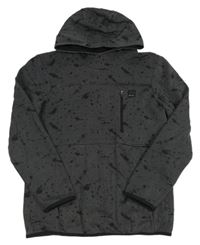 Tmavošedo-černá skvrnitá mikina s nášivkou a kapucí George