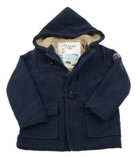 Tmavomodrá fleecová zateplená bunda s nášivkou a kapucí WEEK-END ALA MER