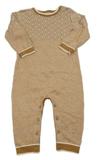 Hnědý melírovaný pletený overal se vzorem Nutmeg