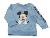 Modrá melírovaná mikina s Mickey a kapsou Disney
