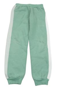 Olivovo-bílé melírované teplé tepláky s nápisem 