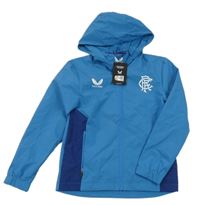 Nové - modro-tmavomodrá šusťáková funkční jarní bunda s logem a kapucí CASTORE