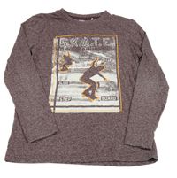 Mahagonové melírované triko se skateboardisty YIGGA