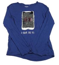 Tmavomodré triko s elektronickou knihou s překlápěcími flitry RESERVED