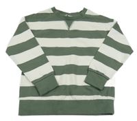 Khaki-bílá pruhovaná mikina H&M