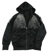 Černo-stříbrná thermo propínací mikina se vzorem a kapucí 