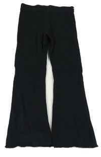 Černé žebrované flare kalhoty F&F