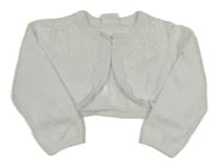 Bílé propínací svetrové bolérko s květy Next