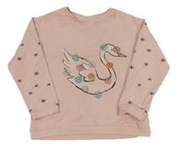 Světlerůžová mikina s labutí Zara