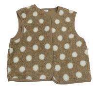 Hnědo-bílá puntíkatá huňatá podšitá vesta Next