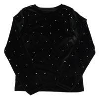 Černé sametové mikinotríko s kamínky St. Bernard