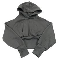 Tmavošedá teplá crop mikina s kapucí SHEIN