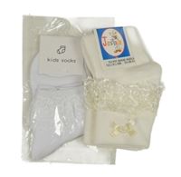 Nové - 2x - Ponožky s krajkovým volánkem - Bílé, smetanové