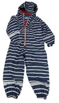 Tmavomodro-bílá pruhovaná nepromokavá jarní kombinéza s odepínací kapucí Wednesdays