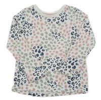 Bílo-růžovo-olivovo-černošedé vzorované triko Nutmeg