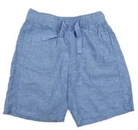 Nové - modré melírované lněné kraťasy H&M