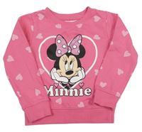 Tmavorůžová mikina s Minnie a srdíčky Disney