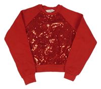 Červená crop mikina s flitry H&M