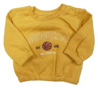 Hořčicová mikina s míčem a nápisem PRIMARK