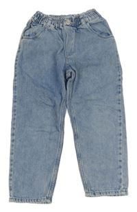 Modré plísňové paper bag relaxed high waist rifle H&M