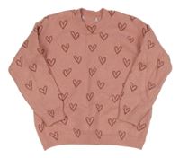 Starorůžový úpletový svetr se srdíčky PRIMARK