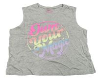 Šedý melríovaný crop top s nápisem Primark