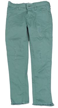 Zelené plátěné skinny kalhoty s prošoupáním zn. Denim Co.