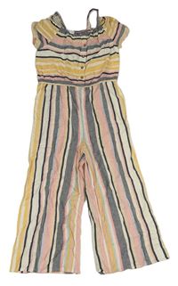 Krémovo-barevný pruhovaný lehký culottes overal F&F