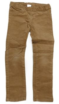 Hnědé manšestrové elastické skinny fit kalhoty H&M