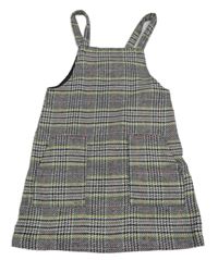 Světlešedo-černo-barevné kostkované vlněné šaty zn. Next