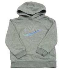 Šedá melírovaná mikina s logem a kapucí zn. Nike