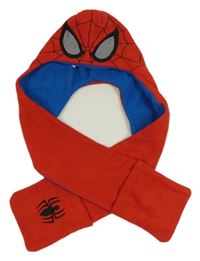 Červená fleecová čepice se šálou - Spiderman Marvel