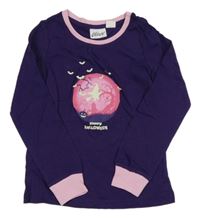 Tmavofialové triko s čarodějnicí a netopýry Alive