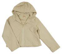 Béžová nepromokavá jarní crop bunda s kapucí Zara