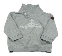 Šedá melírovaná mikina s letadlem a komínovým límcem Topolino